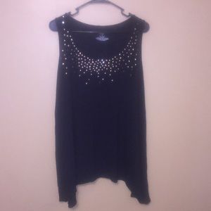 Black maternity tank with gold beading